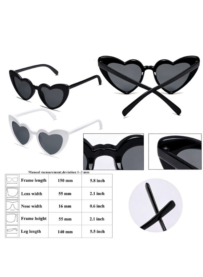 PAWSONIFY 2 PCS Heart Shaped Sunglasses UV400 Protection - Vintage Retro Love Heart Glasses for Party Raves Travel - Image 2